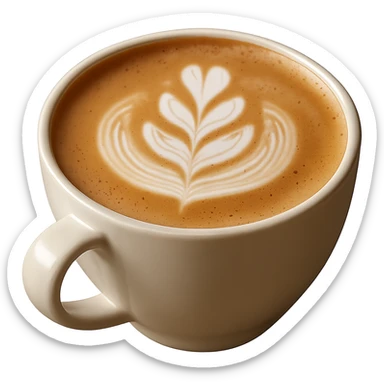 Create a realistic latte with gentle lighting and realistic texture. The image should have no background. Use a photorealistic style for the latte to emphasize the texture and lighting. sticker