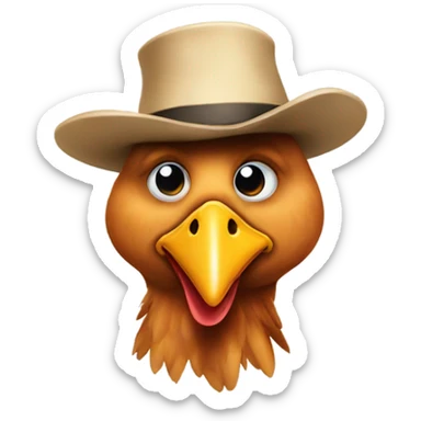 A chicken with a hat ￼￼ sticker