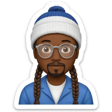 man with braids glasses beanie and goatee sticker
