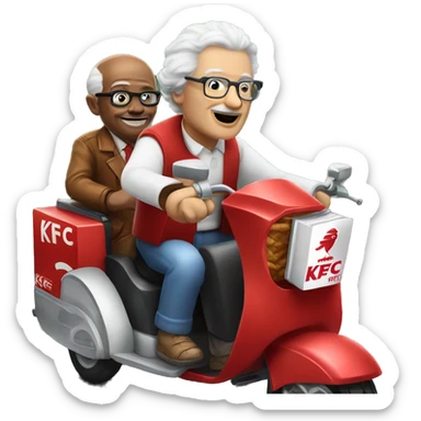 KFC grandpa drives a passenger three-wheeled motorcycle sticker