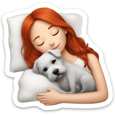 Red hair girl sleep with her maltese black dog sticker