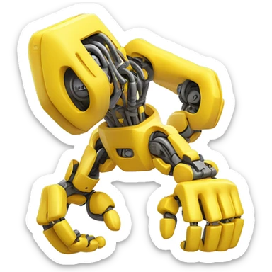 Flexing yellow robotic bicep with shocks and circuits that’s attached to the forearm sticker