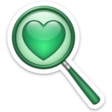 create a custom PNG of a green magnifying glass emoji that uses the same colour scheme and gloss as the 💚 and the 🟢 sticker