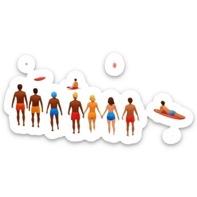 abstract art sun burned people on the beach landscape  sticker