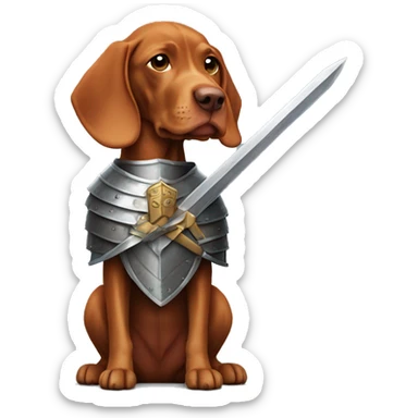 Vizsla wearing armor with sword  sticker