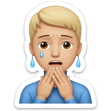 Crying with hands on throat sticker
