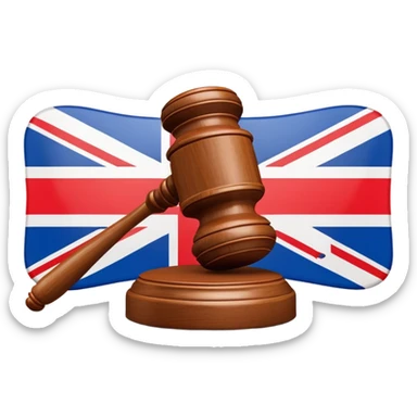 gavel and British flag symbolizing government authority sticker