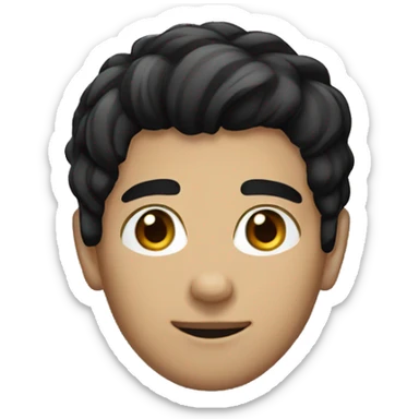 Boy with black hair and ski slope hair style sticker