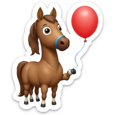 A horse inhaling a balloon sticker