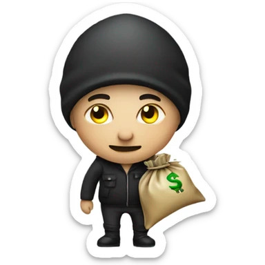 thief with a bag of money sticker