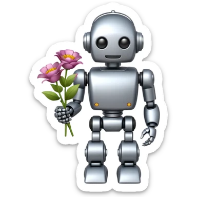 robot with flowers  sticker