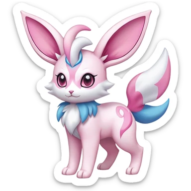 Sylveon-Delcatty-Fakémon-hybrid-creature (full body)  sticker