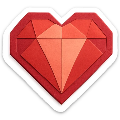 red diamond heart in paper craft style sticker