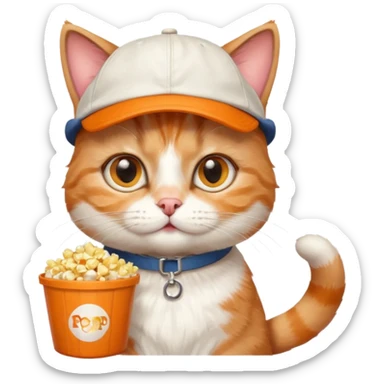 cat with with rapper popcorn with opticals sticker