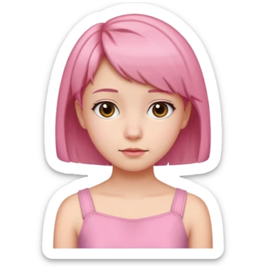 Un emoji de una. Chica adolescente vestido rosado pelo corto casi por los hombros sticker