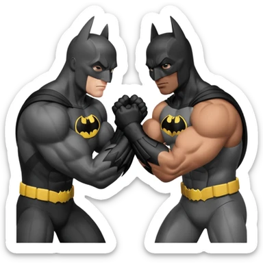Black man Flash and Batman arm wrestling sticker