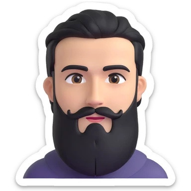 3d man with neat medium beard and connected eyebrows sticker