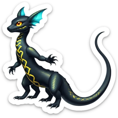 Shiny Dark Evil Exotic Colorful Salandit-Umbreon-Fakémon-hybrid-creature (full body)  sticker