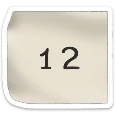 two pieces of paper, one next to each other, in one of them it says 1, in the other, 2. sticker