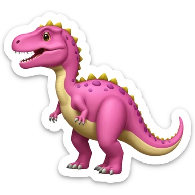 Crea un emoji de un dinosaurio de color rosa, que sea como este 🦖, que sea un tiranosuarus rex sticker