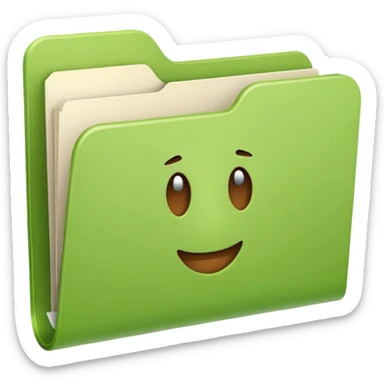 Add a white paper sticking out of the light green closed folder in apple emoji style. sticker