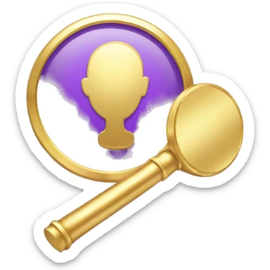 A handheld gold and purple mirror sticker