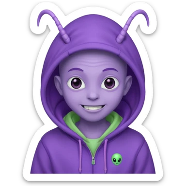 Aliens Purple pastel, having antennas, hoodie but not overhead sticker