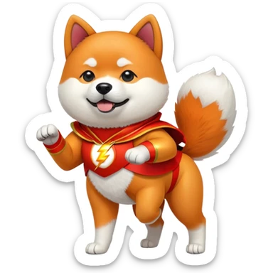 Akita Inu in a flash costume sticker