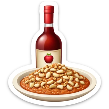 A sauce made of grated apple, diced nuts and wine. It's color should resemble a brick sticker