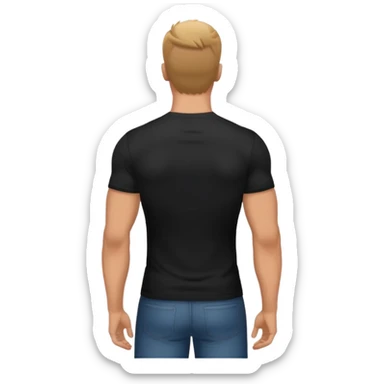 slightly muscular man in black shirt being taken from behind sticker