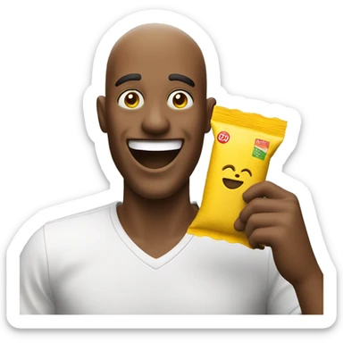 Happy guy with Mustard hold a packet sticker