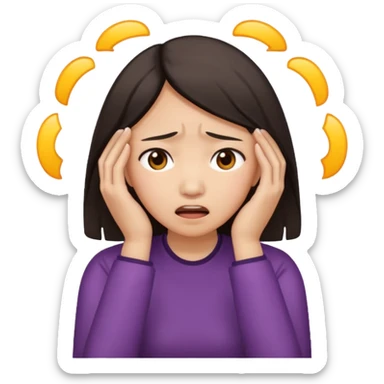 Asian woman agonizing over her head with her hands sticker