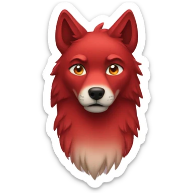 Red sad wolf sticker