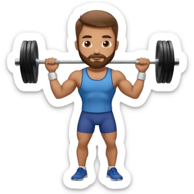 Guy with very short beard lifting weights sticker