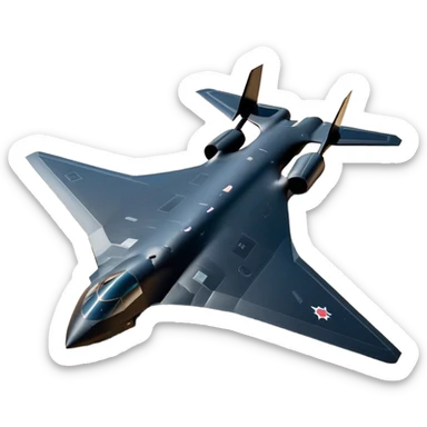 B-2 Spirit bomber - Northrop B-2 (Model Year: 2021) (Iconic colour: Stealth black) - A sleek, stealth bomber with smooth, angular contours and a matte jet-black finish. Emphasize a futuristic, minimalist design with a seamless fuselage, low-profile wings, and an overall intimidating stealth aesthetic. sticker