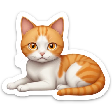 full body frowning tiny short hair ginger and white cat with orange eyes lying down sticker