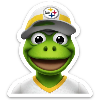 kermit the frog wearing a pittsburgh steelers jersey  sticker