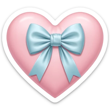 Pastel pink heart with white bow sticker