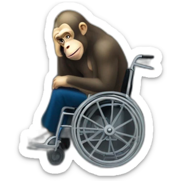 Very sad Putin monke in elevator in wheelchair sticker
