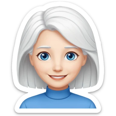 pure white hair, cute mature girl sticker