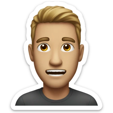 male with eyes that are wide apart and has big teeth sticker