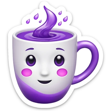 white cup with purple liquid sticker