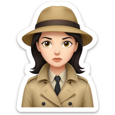 trençkotlu kadın koyu saçlı dedektif  sticker