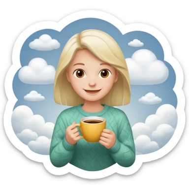 cloudy morning drinking coffee sticker