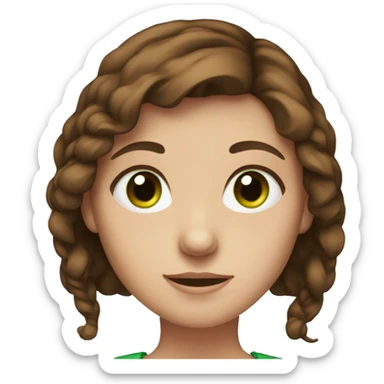 A girl with brown hair, green eyes and fair skin sticker