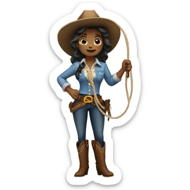 A cowgirl holding a lasso sticker