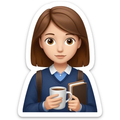 Student + notes + mug, Library Visitor. sticker