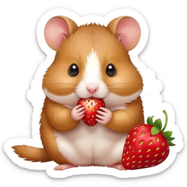 Hamster eating strawberry sticker