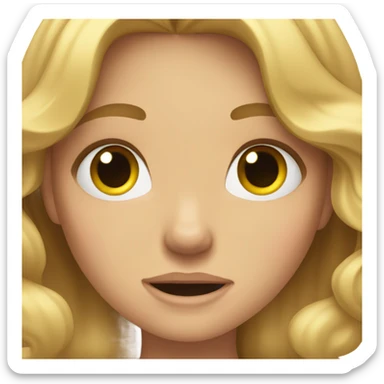 Girl with wavy blonde hair, slapping her face sticker