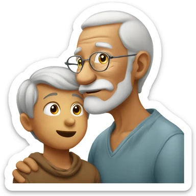 Old man kissed grandson sticker